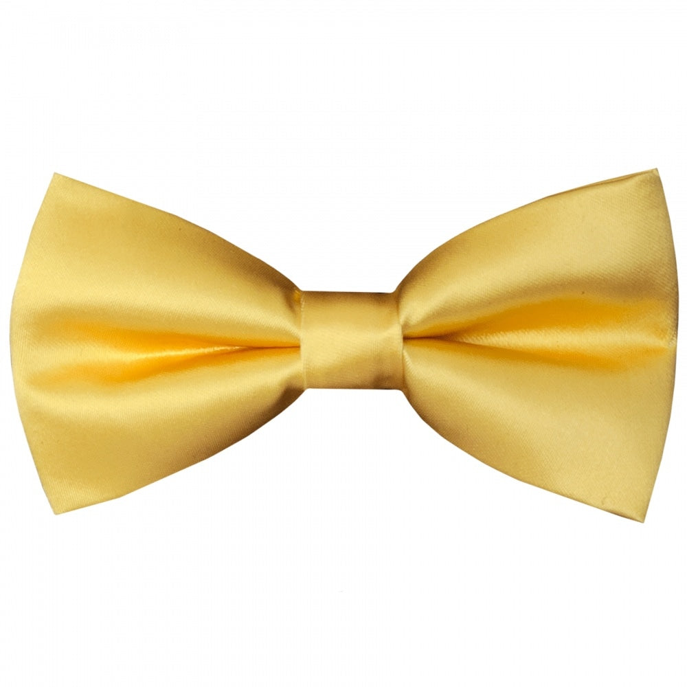 Pre Tied Gold Satin Boys Bow Tie And Pocket Square Set 2