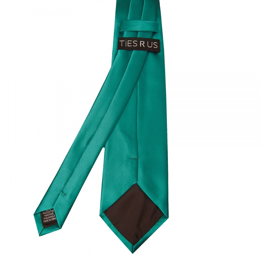 Plain Teal Green Satin Classic Mens Tie Pocket Square Set 5
