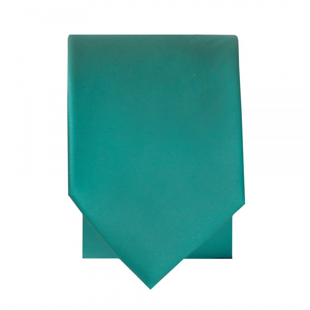 Plain Teal Green Satin Skinny Mens Tie And Pocket Square Set 3