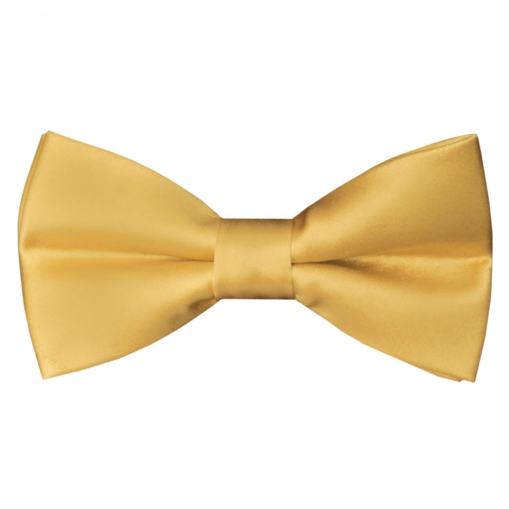 Pre Tied Caramel Satin Boys Bow Tie And Pocket Square Set 2