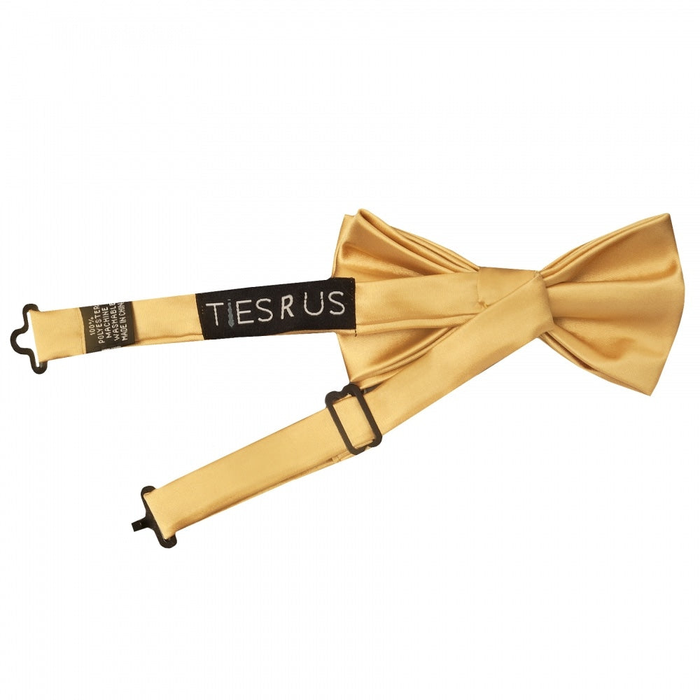Pre Tied Caramel Satin Boys Bow Tie And Pocket Square Set 3