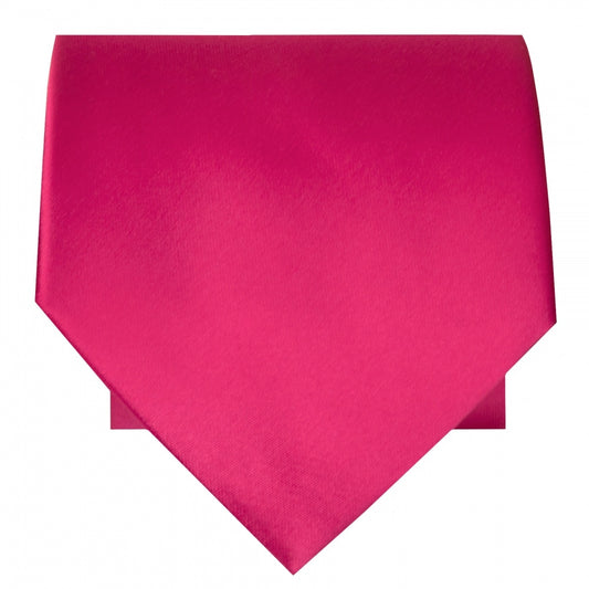 Plain Cerise Pink Satin Classic Mens Tie and Pocket Square Set