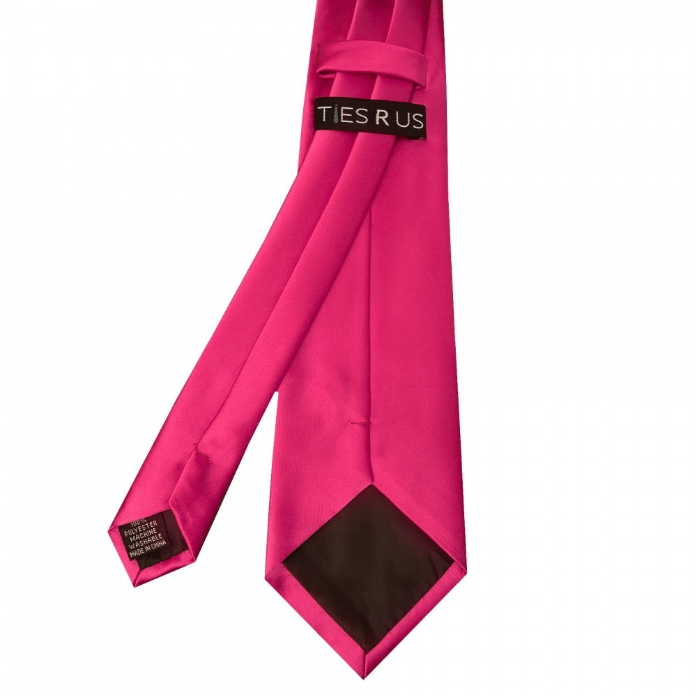 Plain Cerise Pink Satin Classic Mens Tie 4
