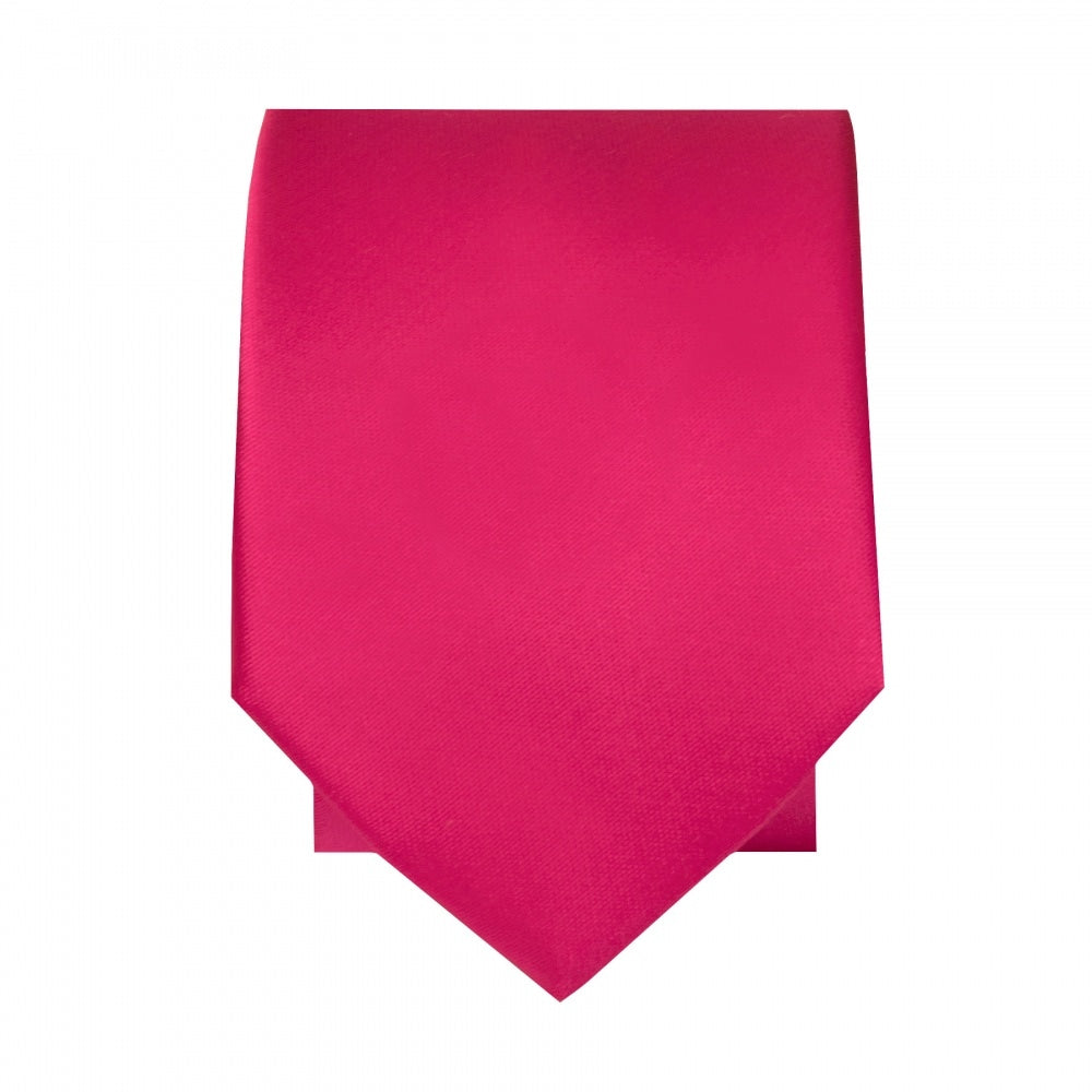 Plain Cerise Pink Satin Boys Tie And Pocket Square Set 3