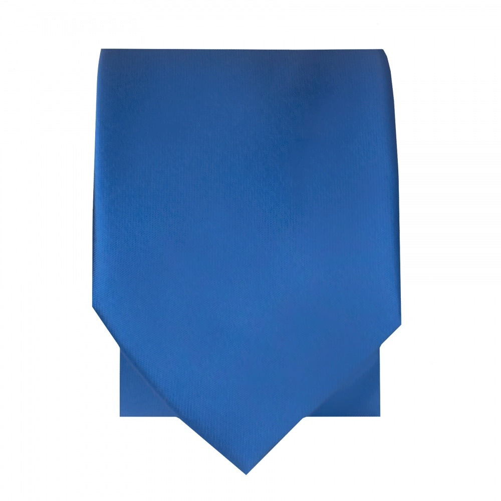 Plain Electric Blue Satin Skinny Mens Tie 2