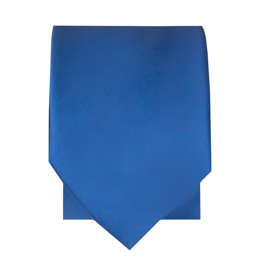 Plain Electric Blue Satin Skinny Mens Tie 2
