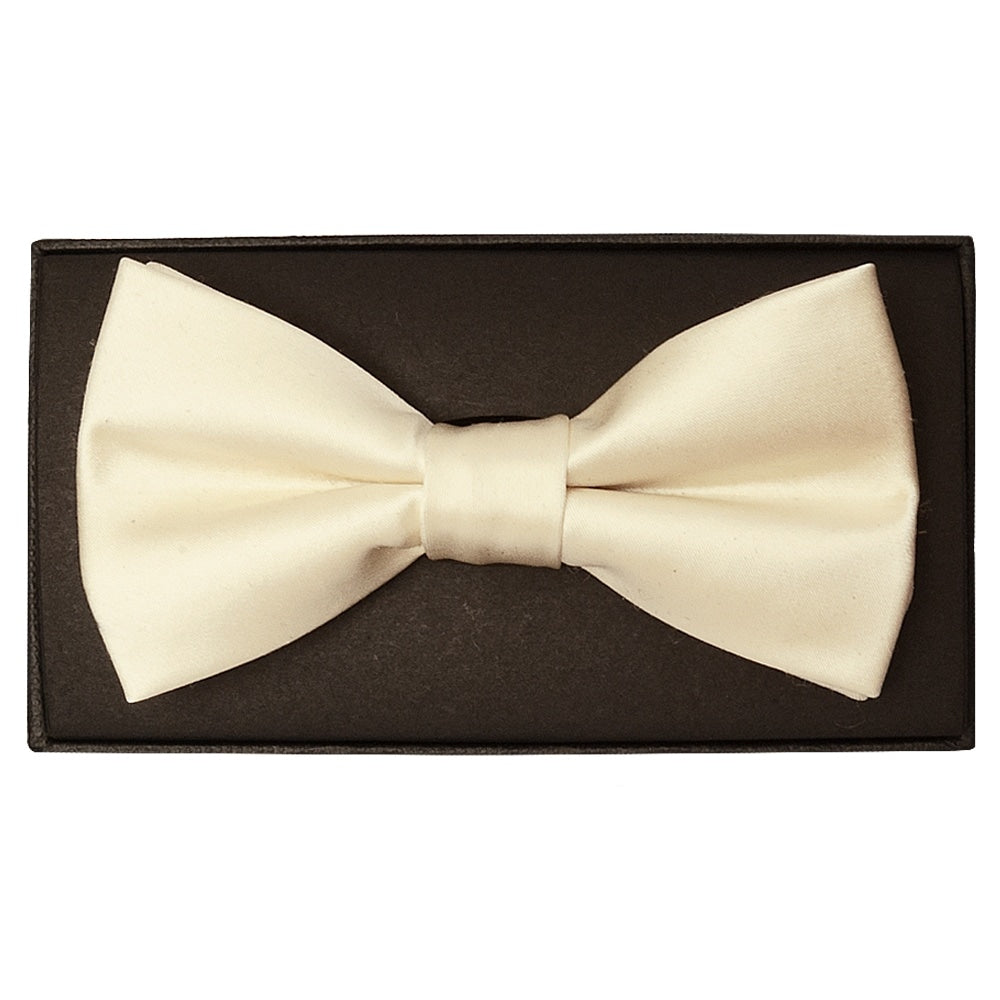 Plain Ivory Hand Made Mens Bow Tie And Pocket Square Set 2