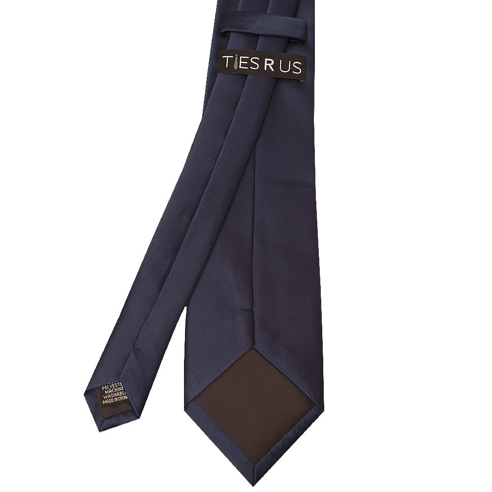 Plain Navy Blue Satin Classic Mens Tie 4