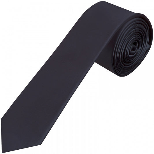 Plain Navy Blue Satin Skinny Mens Tie and Pocket Square Set