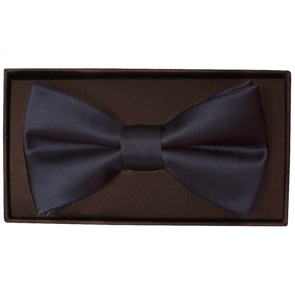 Plain Navy Handmade Mens Bow Tie Pocket Square Set