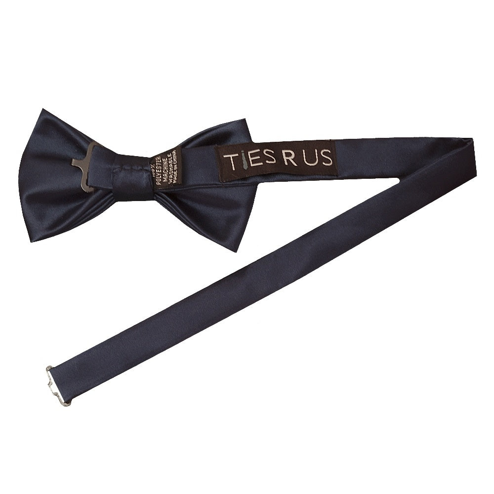 Plain Navy Handmade Mens Bow Tie Pocket Square Set 3