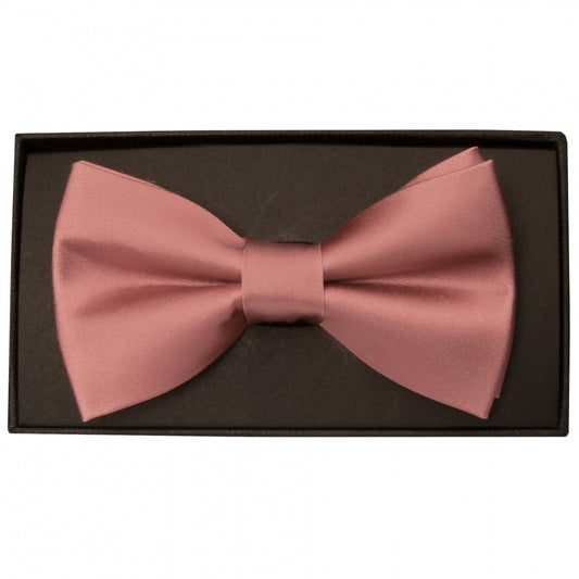 Plain Rose Gold Satin Silk Mens Bow Tie 1