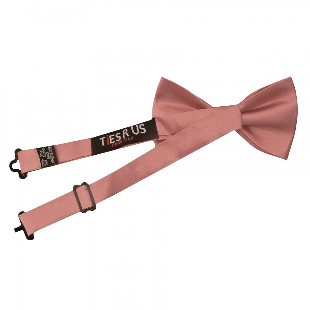 Pre Tied Rose Gold Satin Silk Boys Bow Tie Age 8 11 2