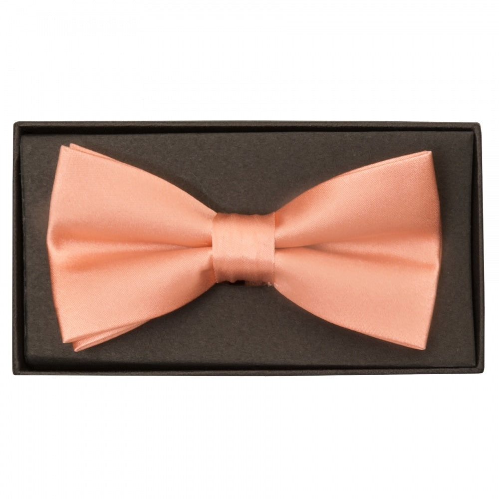 Plain Rose Quartz Satin Silk Mens Bow Tie 1