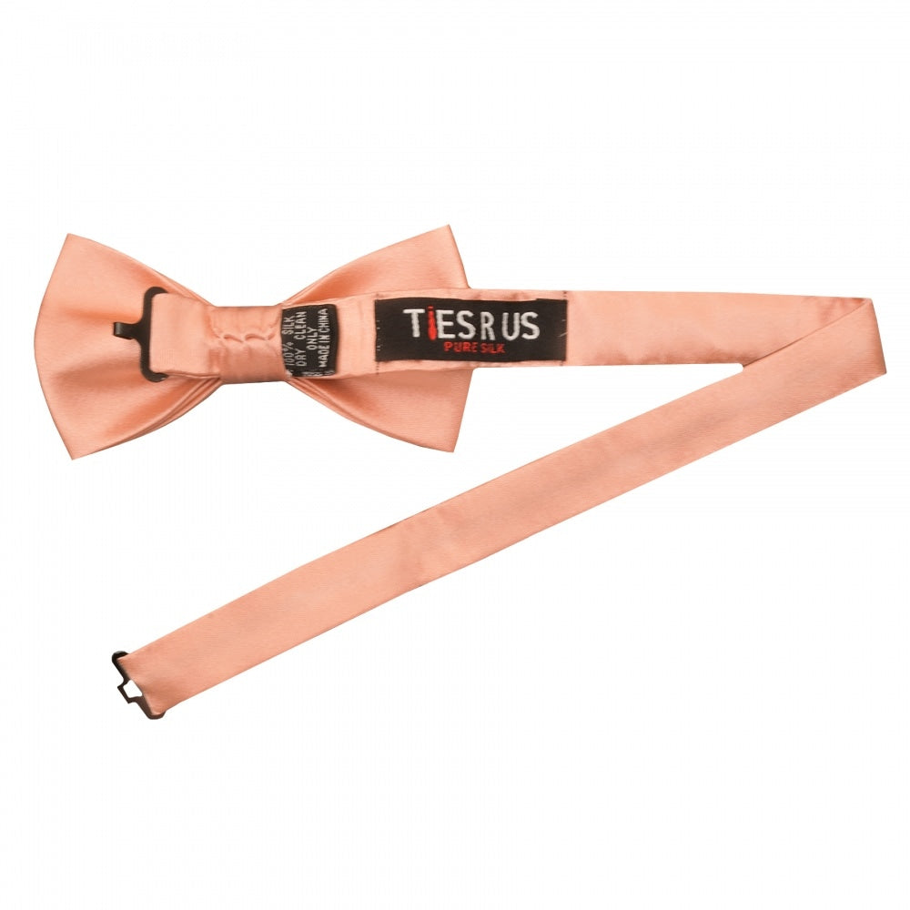 Plain Rose Quartz Satin Silk Mens Bow Tie 2