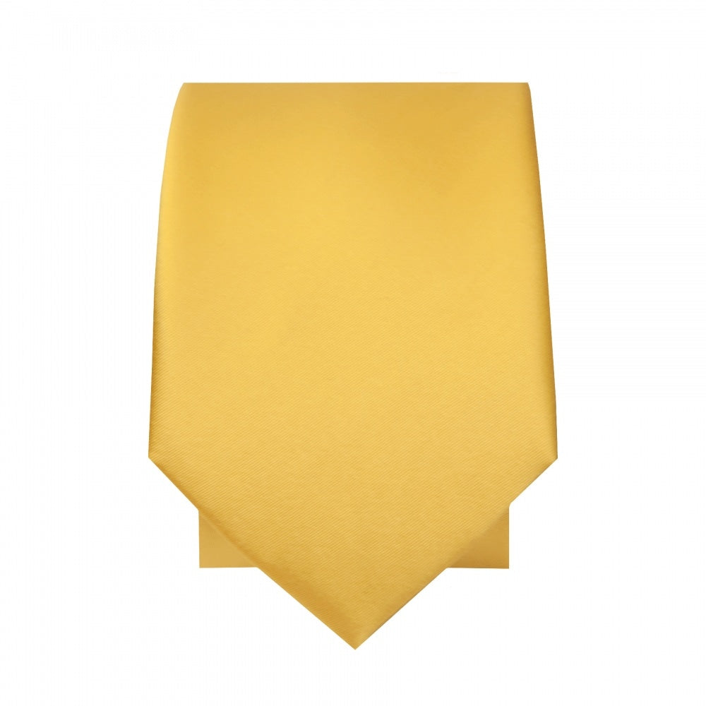 Plain Gold Satin Silk Skinny Mens Tie 2