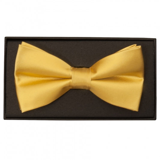 Plain Gold Satin Silk Mens Bow Tie 1