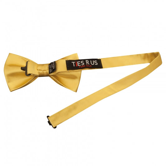 Plain Gold Satin Silk Mens Bow Tie 2