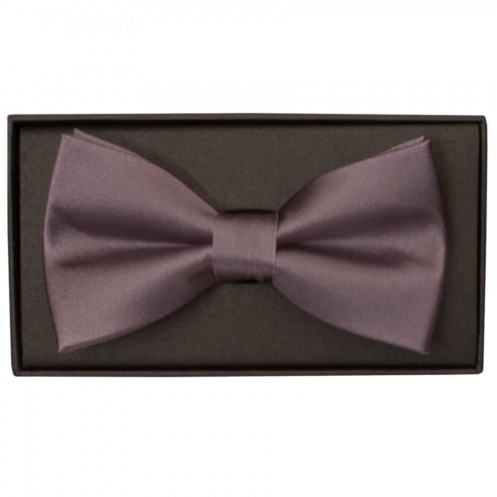 Plain Mauve Satin Silk Mens Bow Tie 1