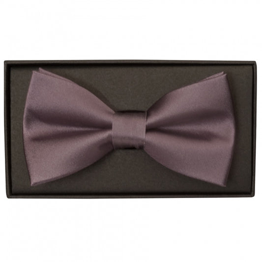 Plain Mauve Satin Silk Mens Bow Tie 1