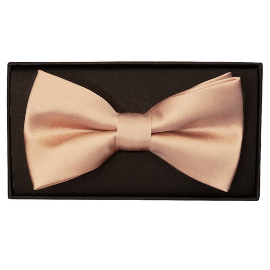Plain Light Peach Satin Silk Mens Bow Tie 1