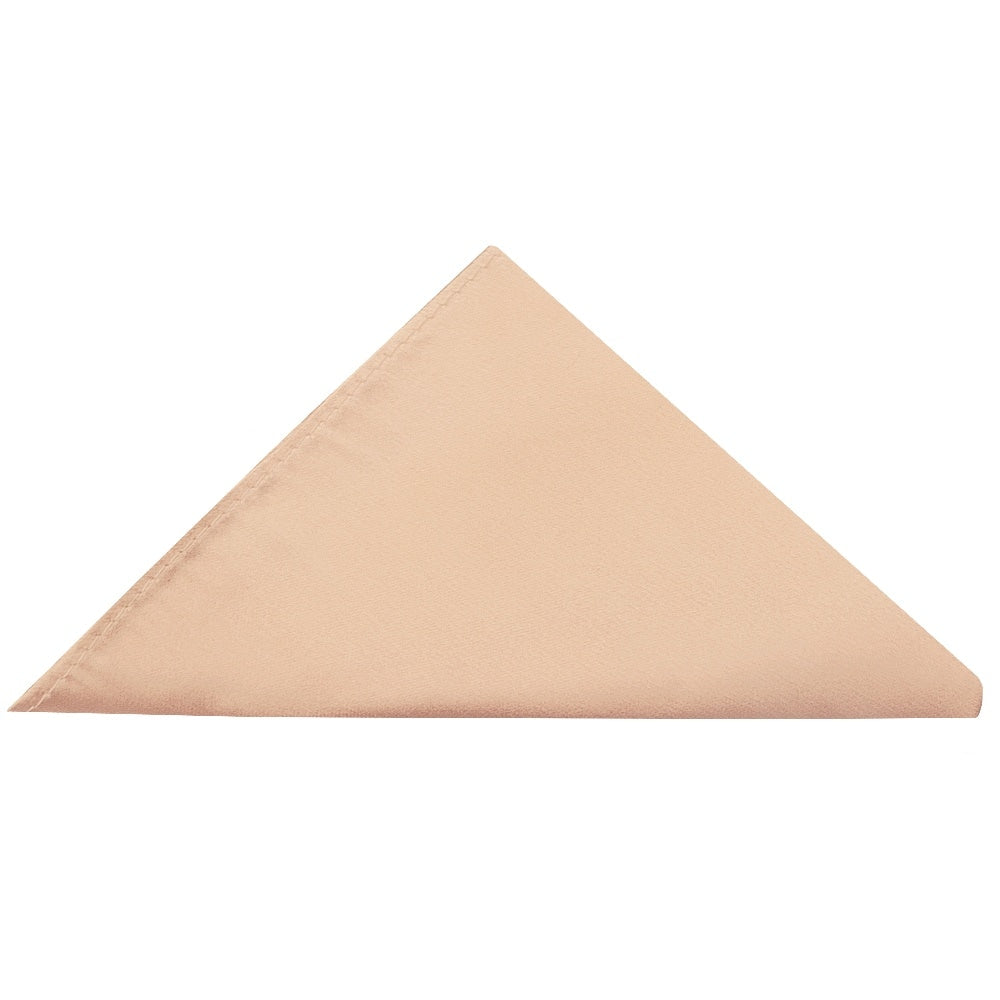 Plain Light Peach Satin Silk Skinny Boys Tie And Pocket Square Set 3