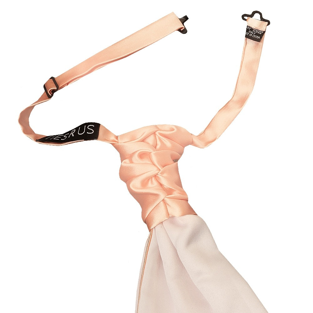 Plain Light Peach Satin Mens Cravat Tie And Pocket Square Set 3