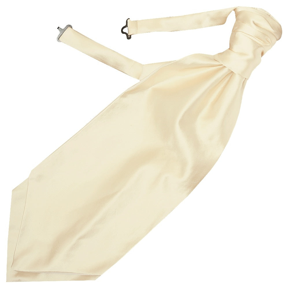 Plain Ivory Satin Mens Cravat Tie And Pocket Square Set 2