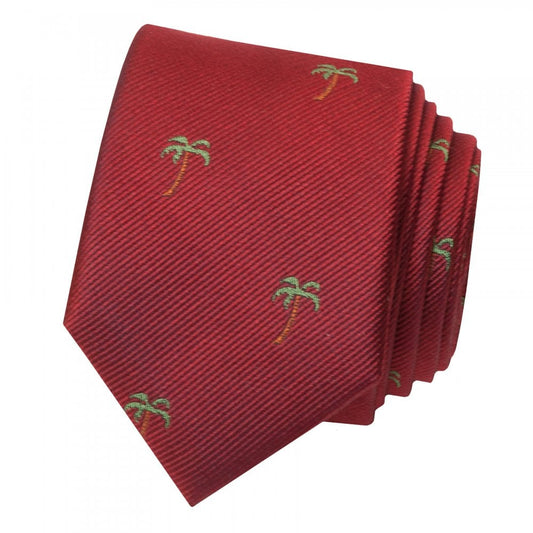 Ben Sherman Burgundy Palm Tree Silk Skinny Mens Tie 2