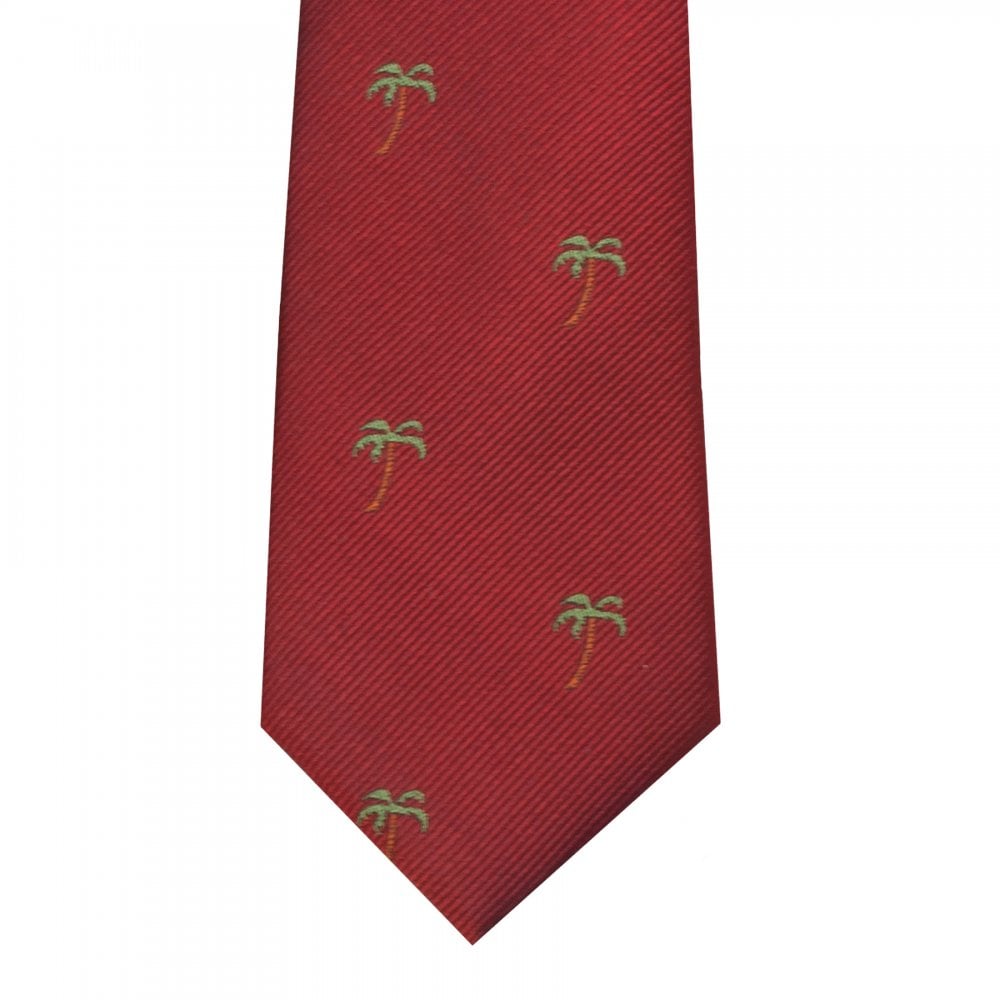 Ben Sherman Burgundy Palm Tree Silk Skinny Mens Tie 4