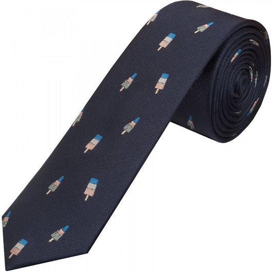 Ben Sherman Navy Ice Lolly Silk Skinny Mens Tie 1