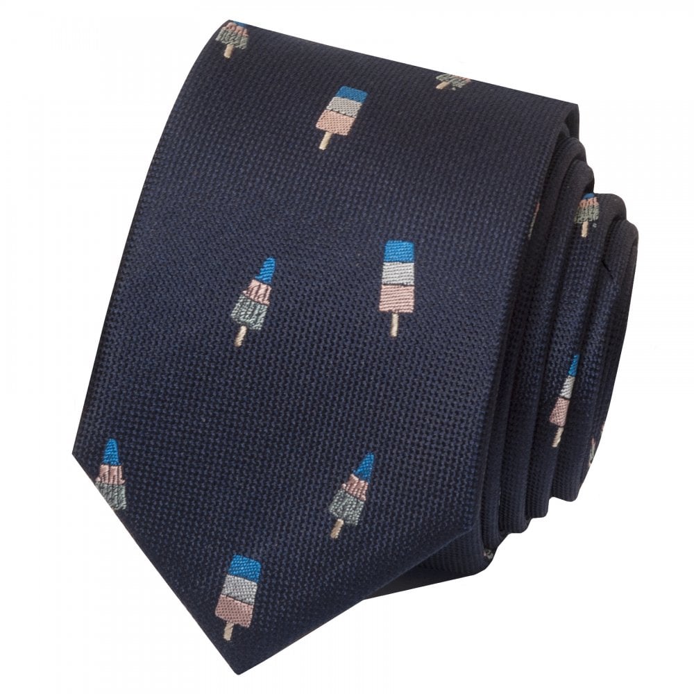 Ben Sherman Navy Ice Lolly Silk Skinny Mens Tie 2