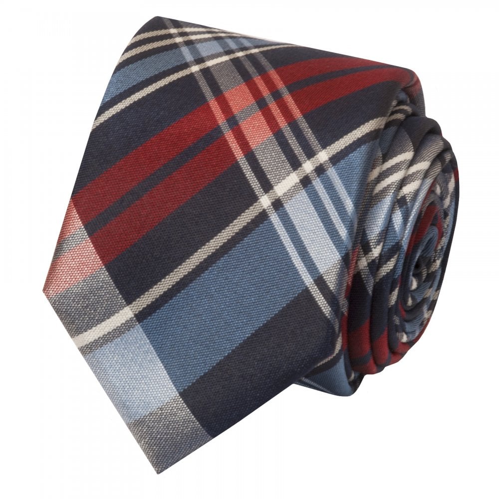 Ben Sherman Navy Check Silk Skinny Mens Tie 2