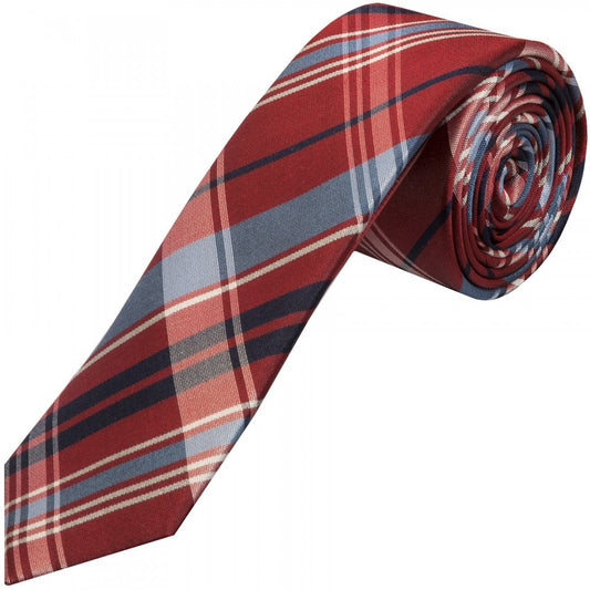 Ben Sherman Burgundy Check Silk Skinny Mens Tie 1
