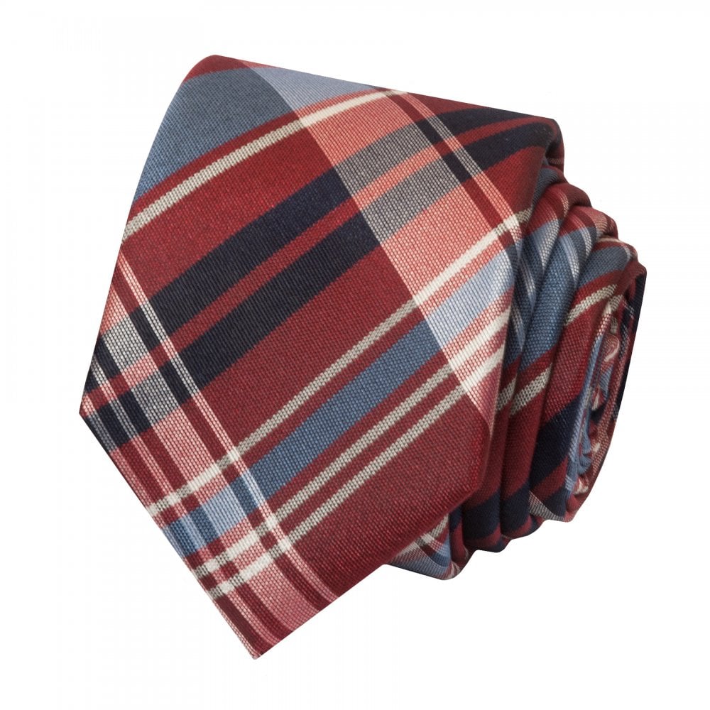 Ben Sherman Burgundy Check Silk Skinny Mens Tie 2