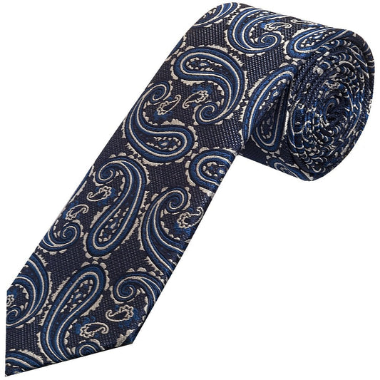 Navy Paisley Classic Mens Silk Tie