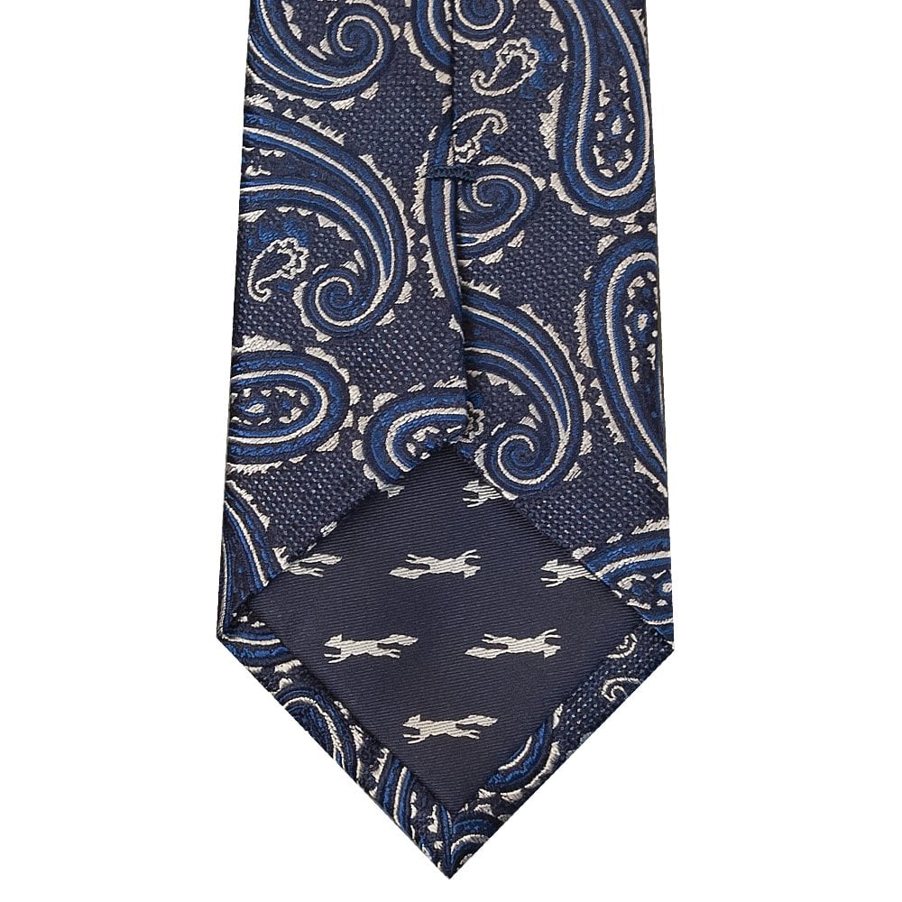Navy Paisley Classic Mens Silk Tie