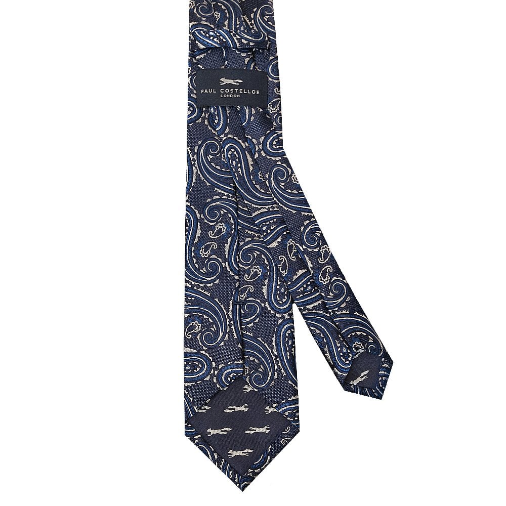 Navy Paisley Classic Mens Silk Tie