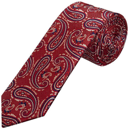 Burgundy Paisley Classic Mens Silk Tie 1