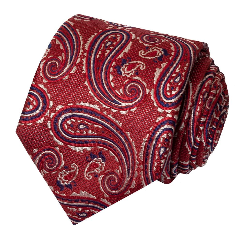 Burgundy Paisley Classic Mens Silk Tie