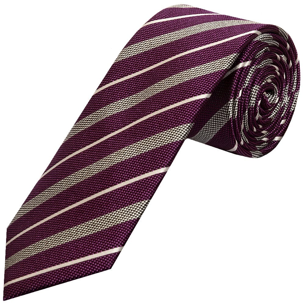 Paul Costelloe Purple Stripe Classic Mens Silk Tie 1