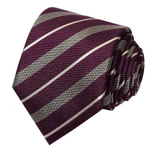 Paul Costelloe Purple Stripe Classic Mens Silk Tie 2