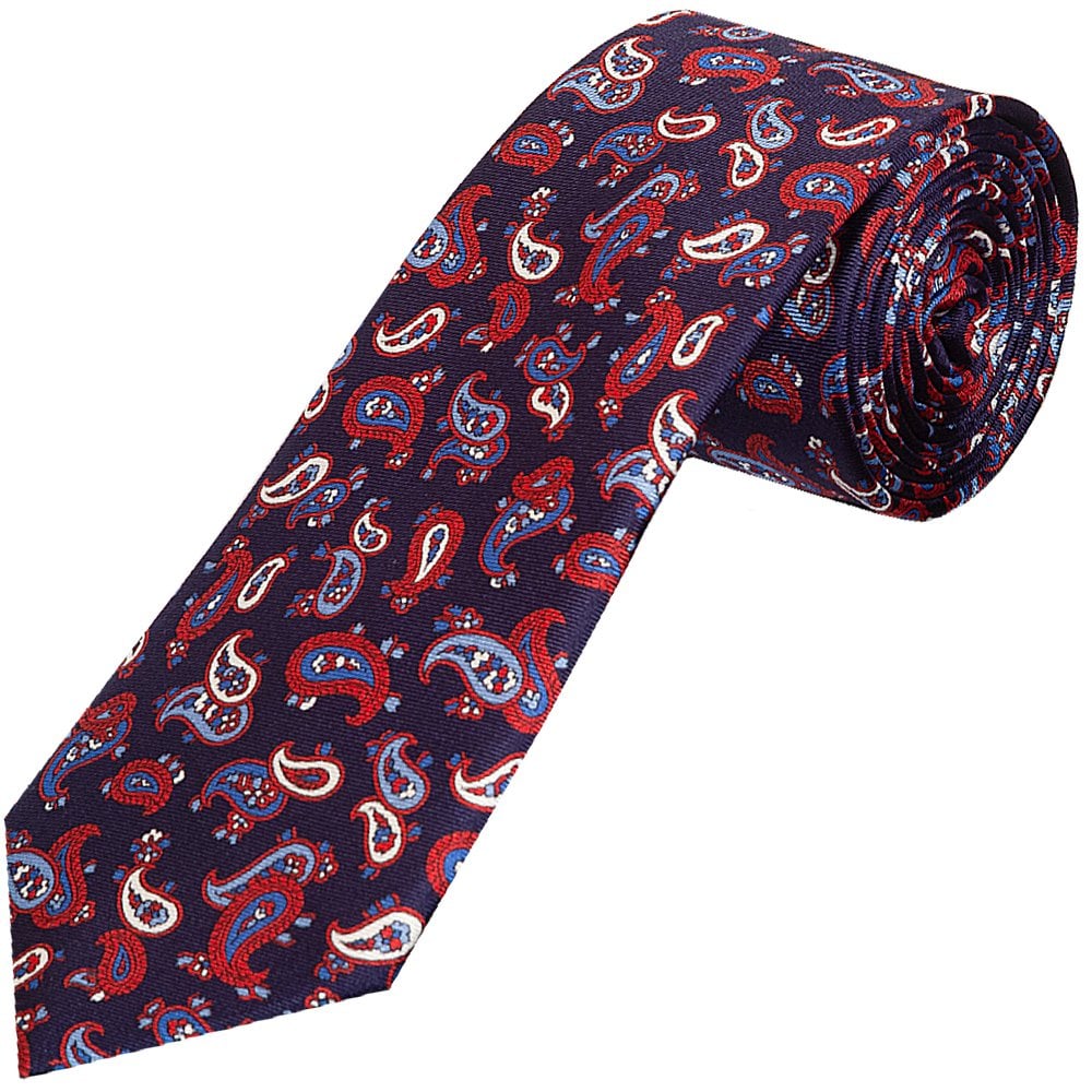 Barkley London Navy With Red Mini Paisley Classic Mens Tie 1