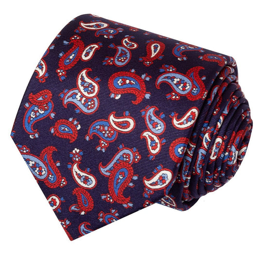 Barkley London Navy With Red Mini Paisley Classic Mens Tie 2