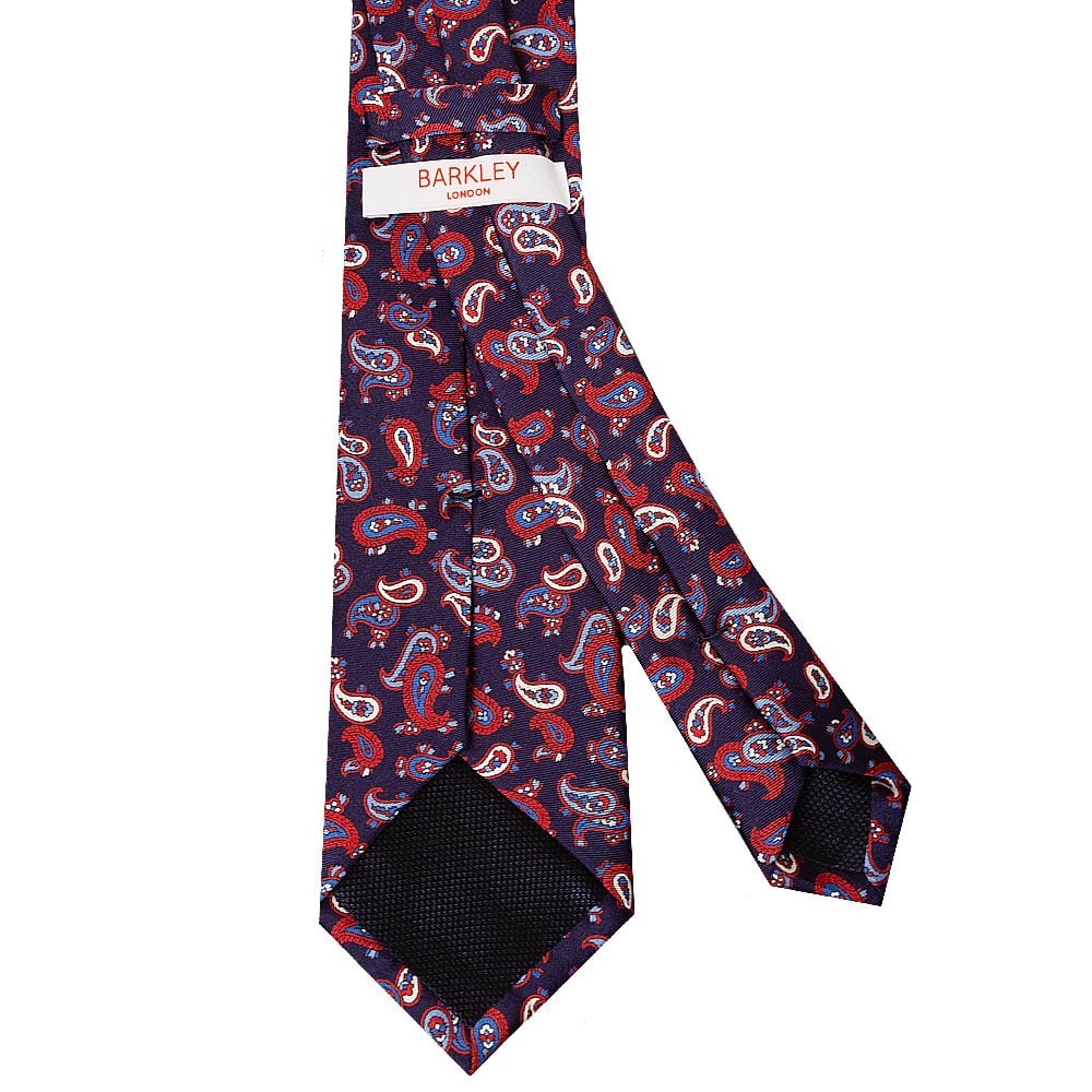 Navy with Red Mini Paisley Classic Mens Tie and Pocket Square Set