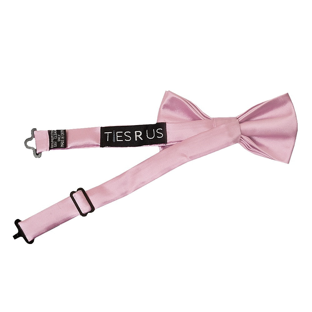 Pre Tied Light Dusty Pink Satin Boys Bow Tie Age 8 11 2