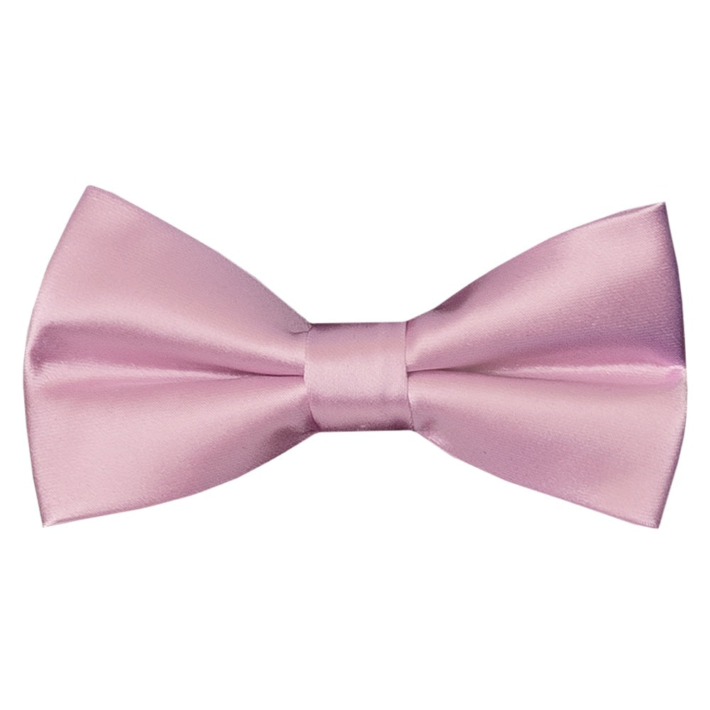 Pre Tied Light Dusty Pink Satin Boys Bow Tie And Pocket Square Set 3