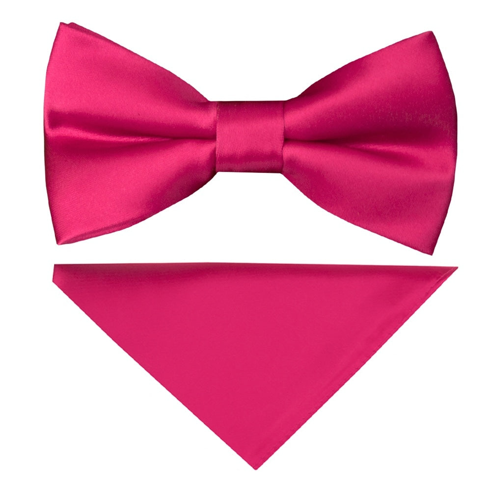 Pre Tied Cerise Pink Boys Bow Tie And Pocket Square Set 1