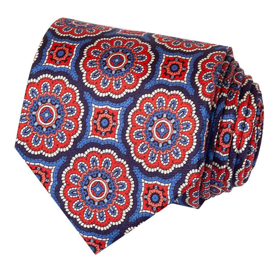 Red Brocade Silk Classic Mens Tie
