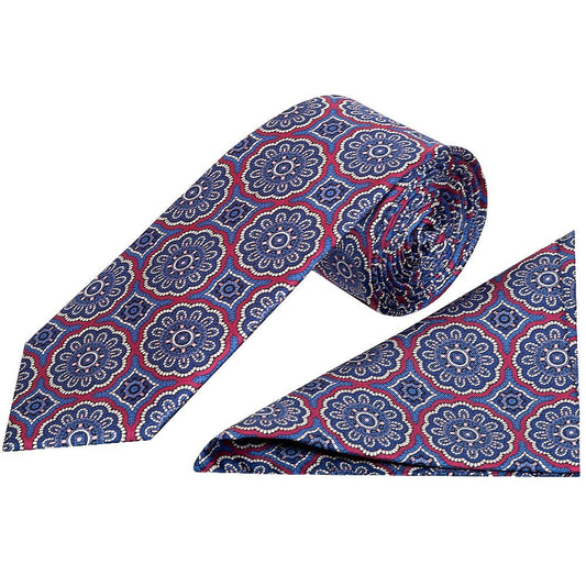 Barkley London Dark Pink Brocade Classic Mens Tie And Pocket Square Set 1